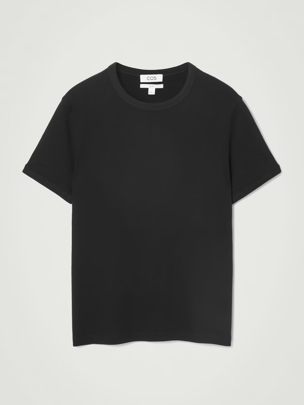 COS Black Slim Fit Ribbed T-Shirt